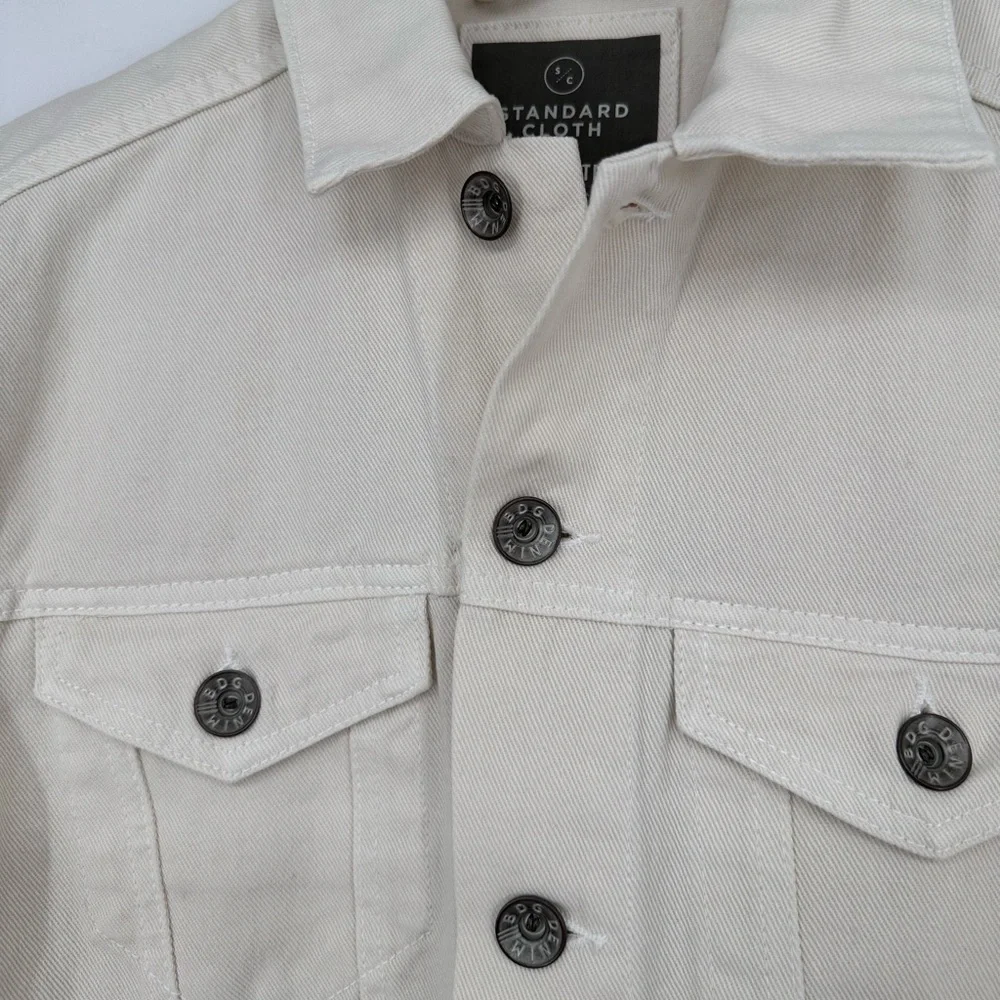 Standard Cloth Men’s Bone Denim Jacket size XS 100% Cotton Long Sleeves Pockets